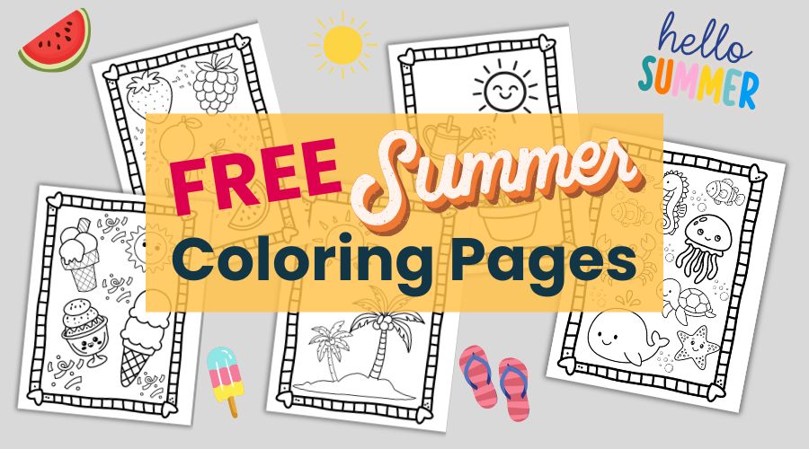 Grab these free summer printable coloring pages for kids! This cute summer coloring page set includes ice cream, fruit, beach, ocean friends, and garden-themed pages. Perfect for summer break, quiet time, rainy days, preschool activities, homeschool fun, or easy screen-free entertainment for kids.