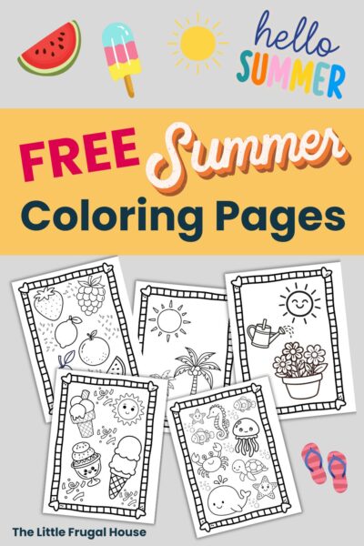 Grab these free summer printable coloring pages for kids! This cute summer coloring page set includes ice cream, fruit, beach, ocean friends, and garden-themed pages. Perfect for summer break, quiet time, rainy days, preschool activities, homeschool fun, or easy screen-free entertainment for kids.